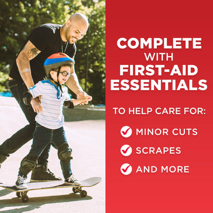 Johnson & Johnson All-Purpose Portable Compact First Aid Kit for Minor Cuts, Scrapes, Sprains & Burns, Ideal for Home, Car, Travel, Camping and Outdoor Emergencies, 160 Pieces