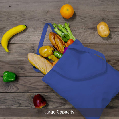 TOPDesign 24-Pack Economical 16"x15" Blue Cotton Tote Bag, Lightweight Medium Reusable Grocery Shopping Cloth Bags, Suitable for DIY, Advertising, Promotion, Gift, Activity