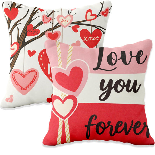 OHOME Valentines Day Decorations -Valentine's Pillows Covers 18x18 Inch Heart Throw Pillows - Valentines Decor Party Favors Supplies Accessories Indoor Outdoor for Galentines Day Home Couch Office