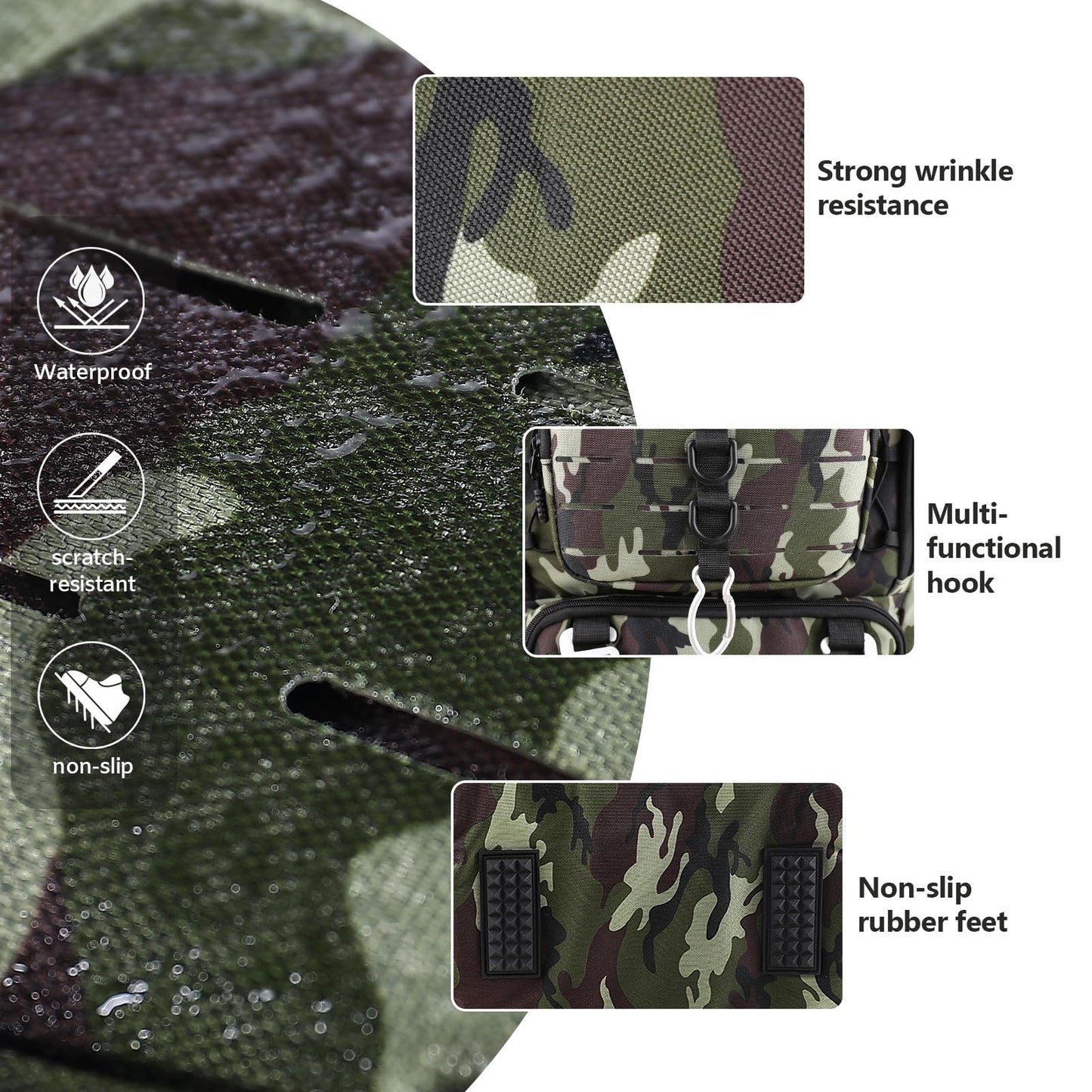 Vomgomfom 37L Fishing Backpack with Fully Waterproof Insulated Lining,Military Survival Molle Back Pack with Laptop Compartment,Army green Camouflage