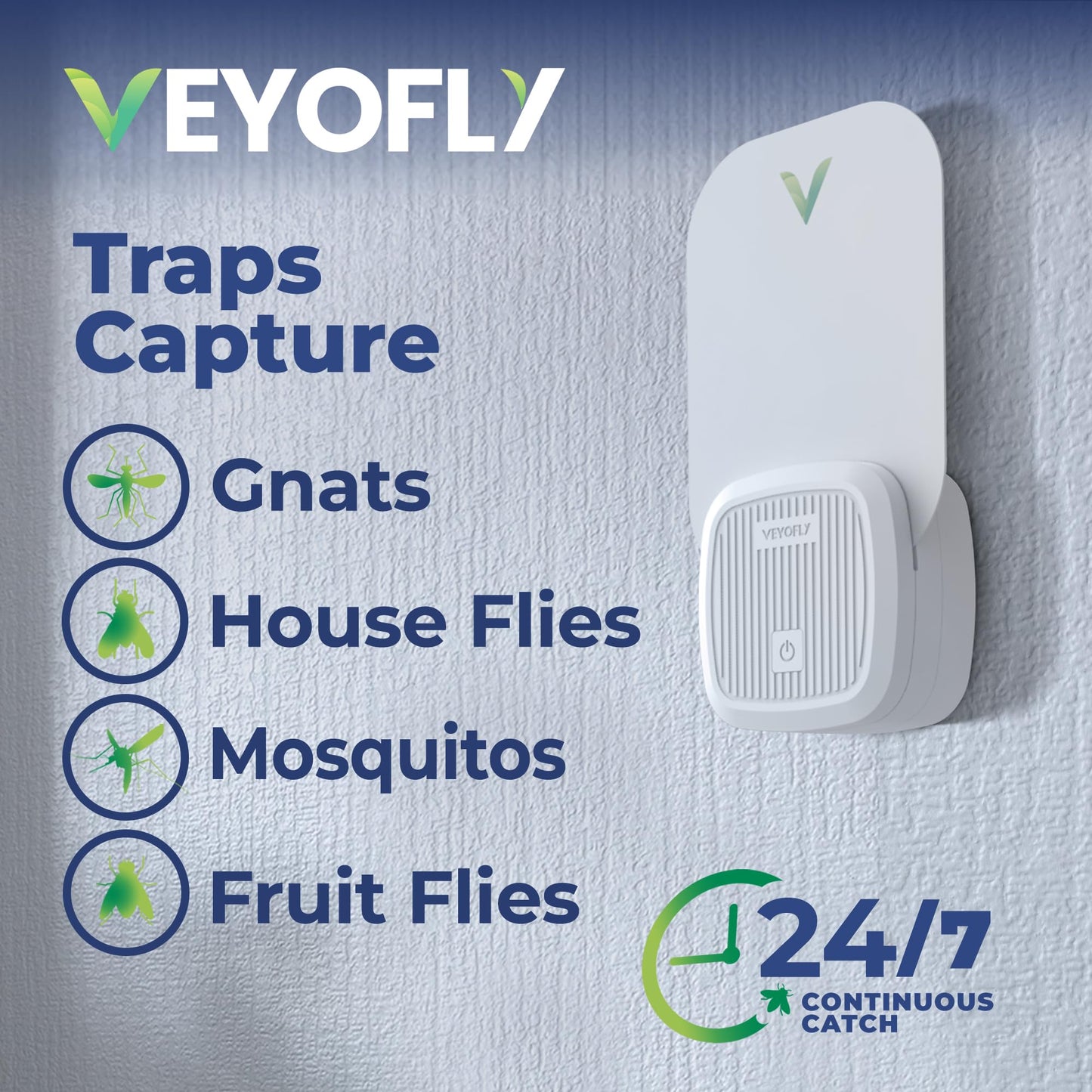 VEYOFLY Fly Trap Indoor, Fruit Fly Traps for Indoors Flying Insect (2 Device + 6 Refills) Gnat Traps for House Indoor, Bug Zapper Indoor, Gnat Killer Catcher & Fruit Fly Killer Light Plug in