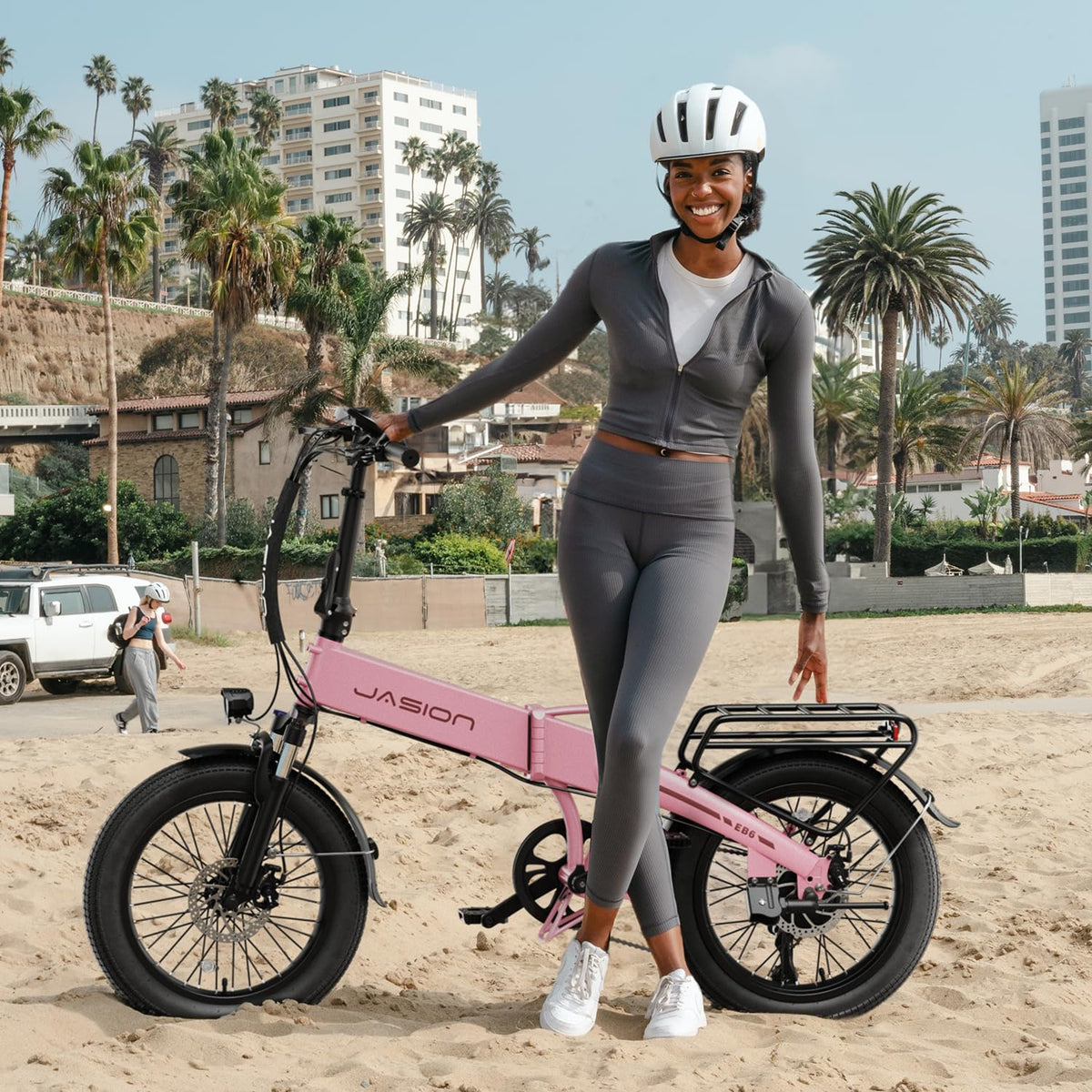 Jasion Electric Bike for Adults, 1000W Peak Motor up to 25MPH Top Speed Ebike, Aluminum 20'' Fat Tire Electric Bike Built-in 48V Removable Battery with 55 Max Miles, EBS Folding Ebikes for Adults