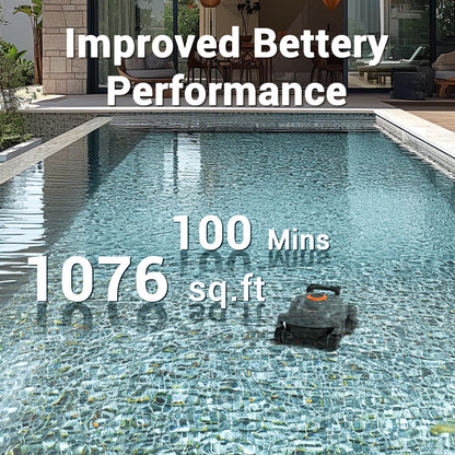 Gosvor Pivot Cordless Robotic Cleaner,Wall Climbing,Extended Battery Life,Self-Parking,Automatic Pool Vacuum for Inground Pools up to 1,100 Sq.ft,Gray