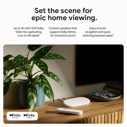 Google TV Streamer 4K - Fast Streaming Entertainment on Your TV with Voice Search Remote - Watch Movies, Shows, Live TV, and Netflix in 4K HDR - Smart Home Control - 32 GB of Storage - Hazel