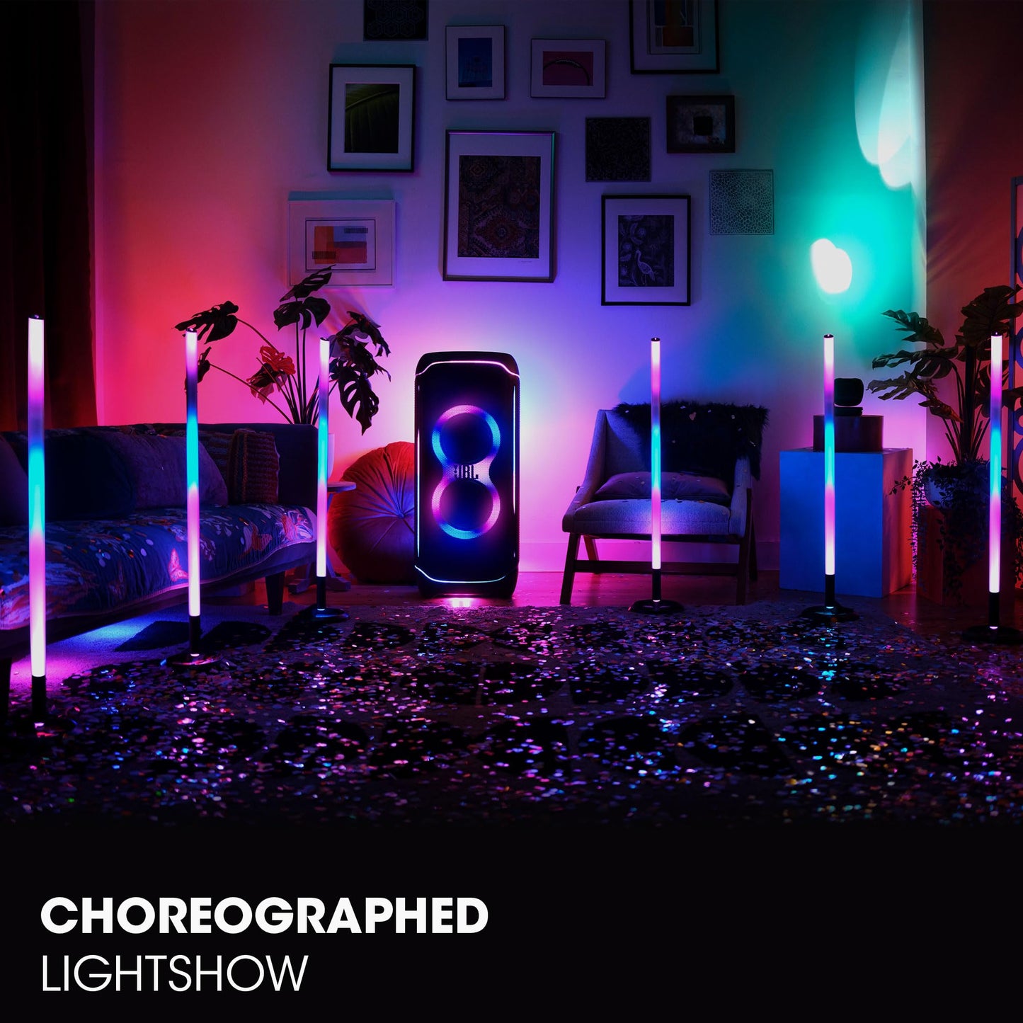 JBL PARTYLIGHT STICK - Bluetooth party light stick, Take your party to the next level with a choreographed lightshow, IPX4 splashproof, Enjoy a more immersive lightshow with multiple PartyLight Sticks
