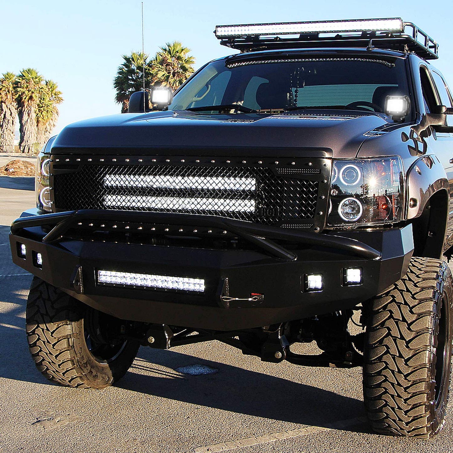 Nilight - ZH001 20Inch 126W Spot Flood Combo Led Off Road Led Light Bar 2PCS 18w 4Inch Flood LED Pods With 16AWG Wiring Harness Kit-2 Lead, 2 Years Warranty