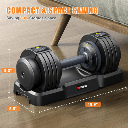 XDDIAS Adjustable Dumbbells set, 15LB to 55LB Dumbbell Sets of 2 for Home Gym equipment, 5 in 1 Free Weights with dumbbell set, Anti-Slip Handle for Full Body Workout Suitable Men/Women