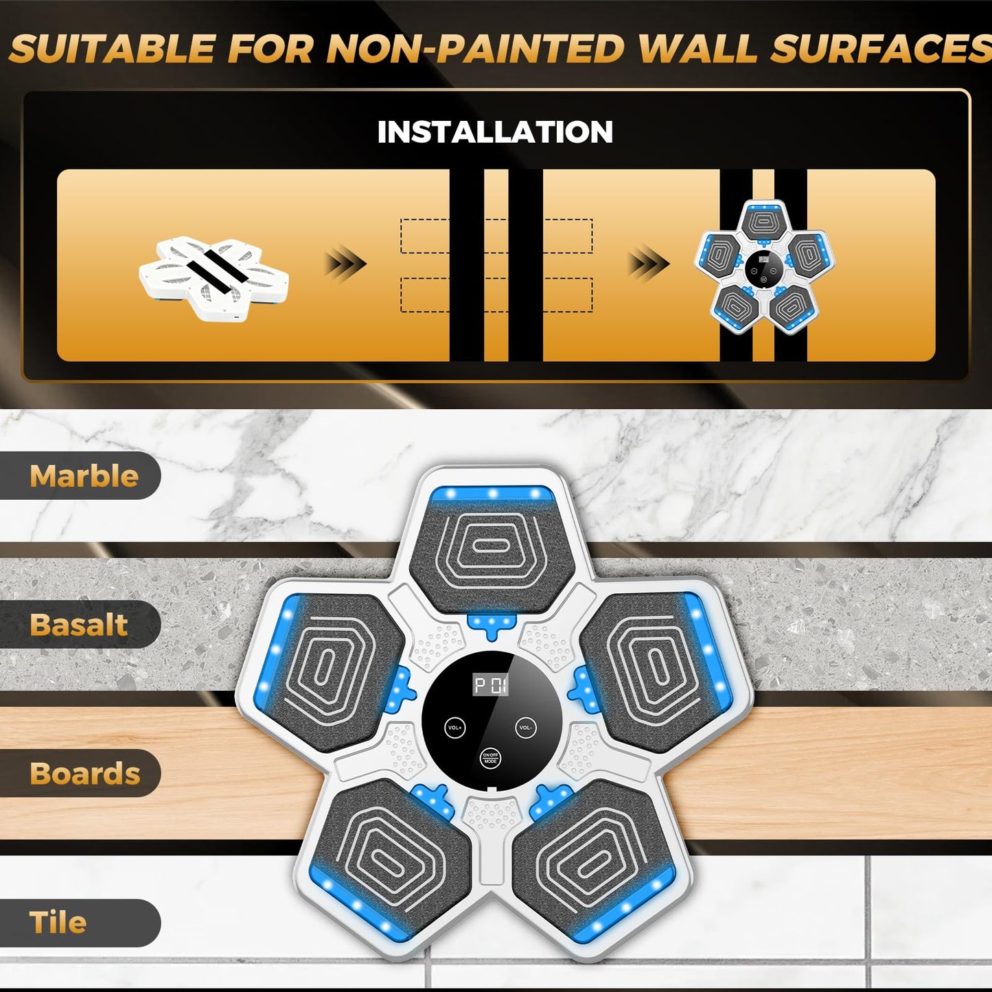 2025 Music Boxing Machine for Adults and Kids, Smart Interactive Boxing Training Equipment with Gloves Wall Mounted, Workout Punching Machine for Home,Office and Gym