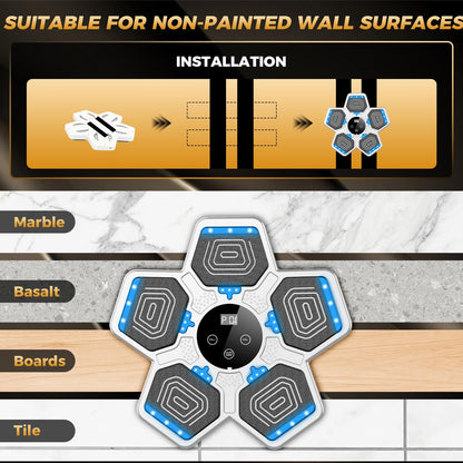 2025 Music Boxing Machine for Adults and Kids, Smart Interactive Boxing Training Equipment with Gloves Wall Mounted, Workout Punching Machine for Home,Office and Gym