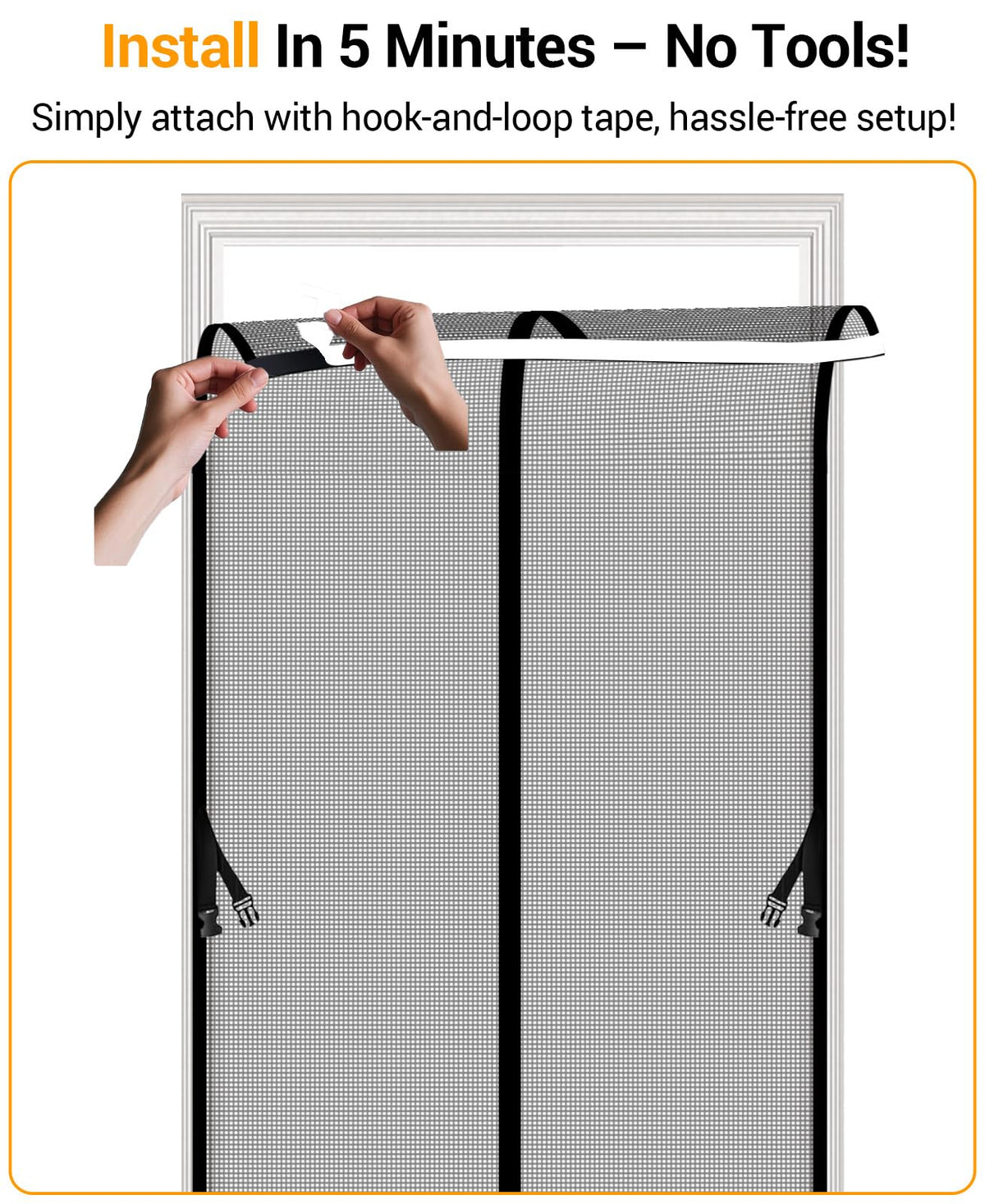 SOLODOTO Magnetic Screen Door For 36" x 82" Door– Military-Grade Fiberglass Screen Door Mesh, 10X More Durable, 4X Stronger Door Screen Magnetic Closure, 2X Stronger 3M Adhesive, Hands-Free, Bug-Proof