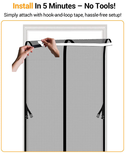 SOLODOTO Magnetic Screen Door For 36" x 82" Door– Military-Grade Fiberglass Screen Door Mesh, 10X More Durable, 4X Stronger Door Screen Magnetic Closure, 2X Stronger 3M Adhesive, Hands-Free, Bug-Proof