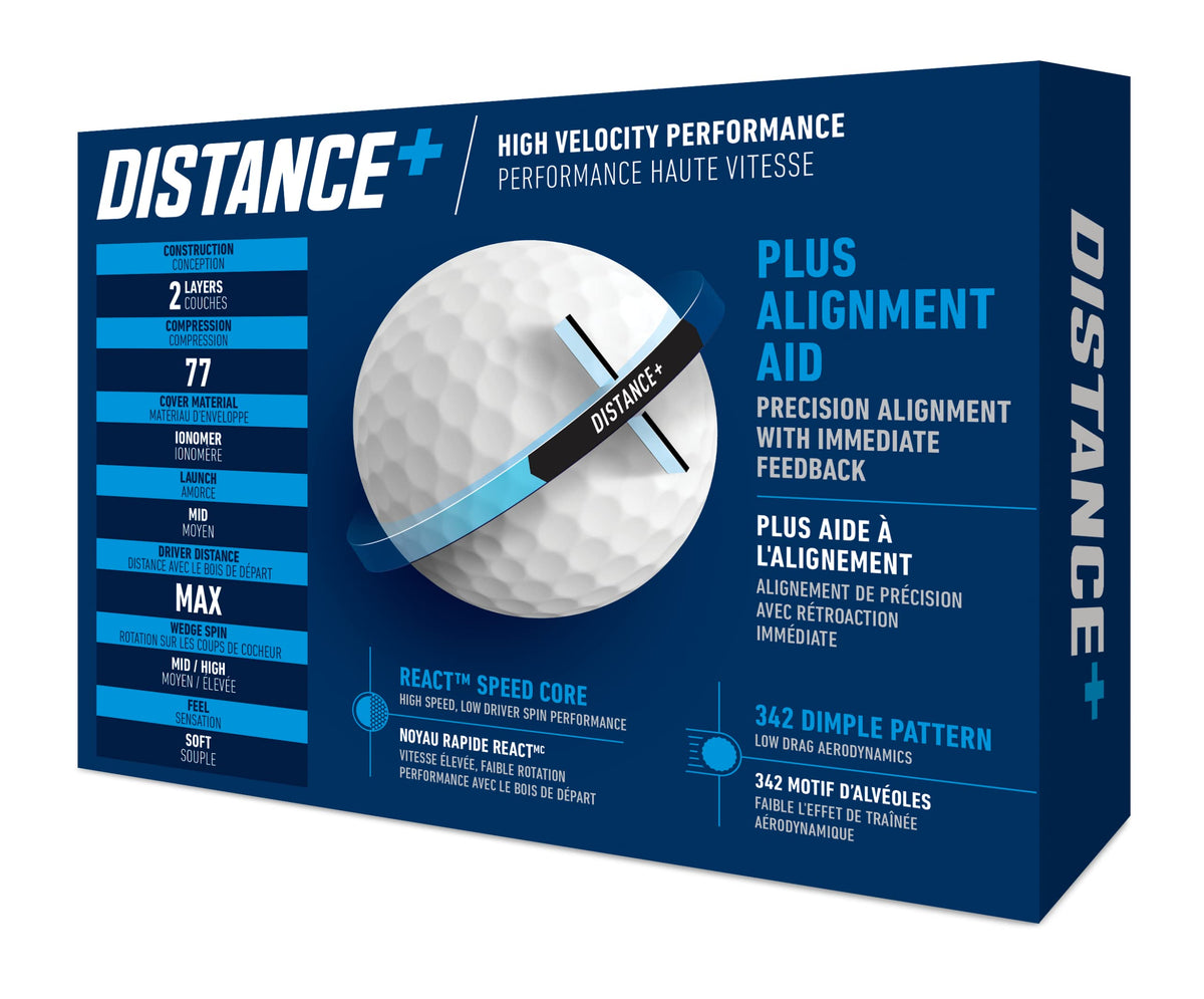 TaylorMade Golf 2021 TAYLORMADE DISTANCE+ DOZEN GOLF BALLS, WHITE