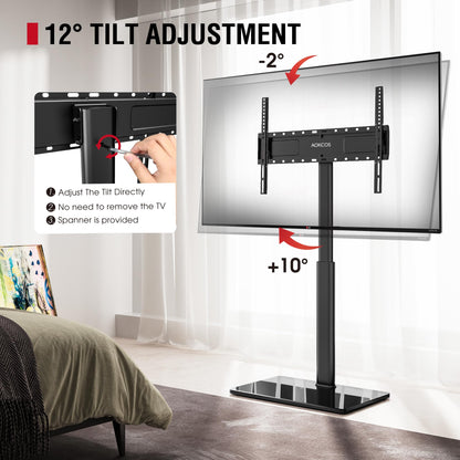 AOKCOS Swivel TV Floor Stand for 43-75 Inches TVs, 8 Level Height Adjustable Corner Extra Tall TV Stand Mount for Living Room/Bedroom, Holds up to 110 lbs,MAX VESA 600x400mm,Black