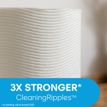 Cottonelle Ultra Clean Toilet Paper with Active CleaningRipples Texture, Strong Bath Tissue, 1-Ply, White, 24 Family Mega = 132 Regular Rolls (4 Packs of 6)