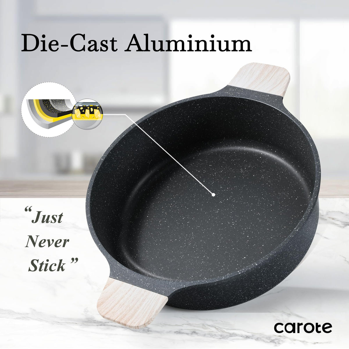 CAROTE Nonstick Pots and Pans Set, Cookware Set Induction Kitchen Cooking Set w/Stock pot & Saucepans, CLassic Black 13pcs