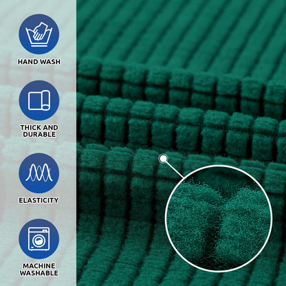 KEKUOU Stretch Single Sofa Slipcover 1 Piece Couch Sofa Cover (32"-55") Furniture Protector 1 Seater Sofa with Elastic Bottom for Kids,Pet.Jacquard Small Checked Pattern Fabric(Small,Hunter)