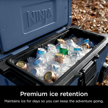Ninja | Cooler | FrostVault 65QT Cooler with Wheels | Insulated with Temp Dry Storage Drawer | Keeps Ice Cold for Days | for The Beach, Camping, Picnics & More | Lakeshore Blue | FB265BL