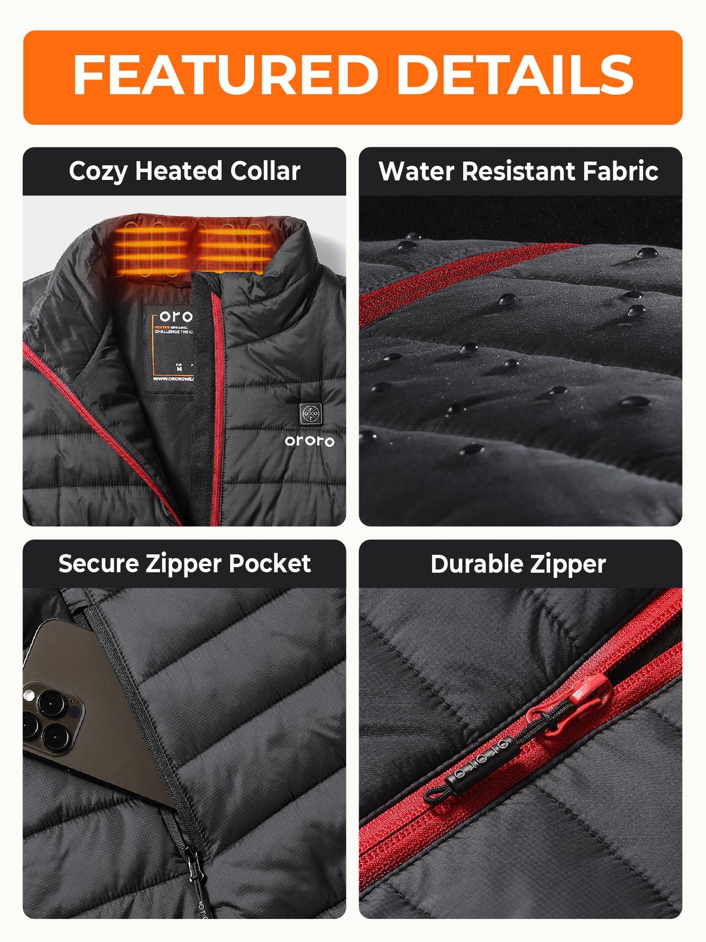 ORORO Women's Lightweight Heated Vest with Battery Pack (Black,M)