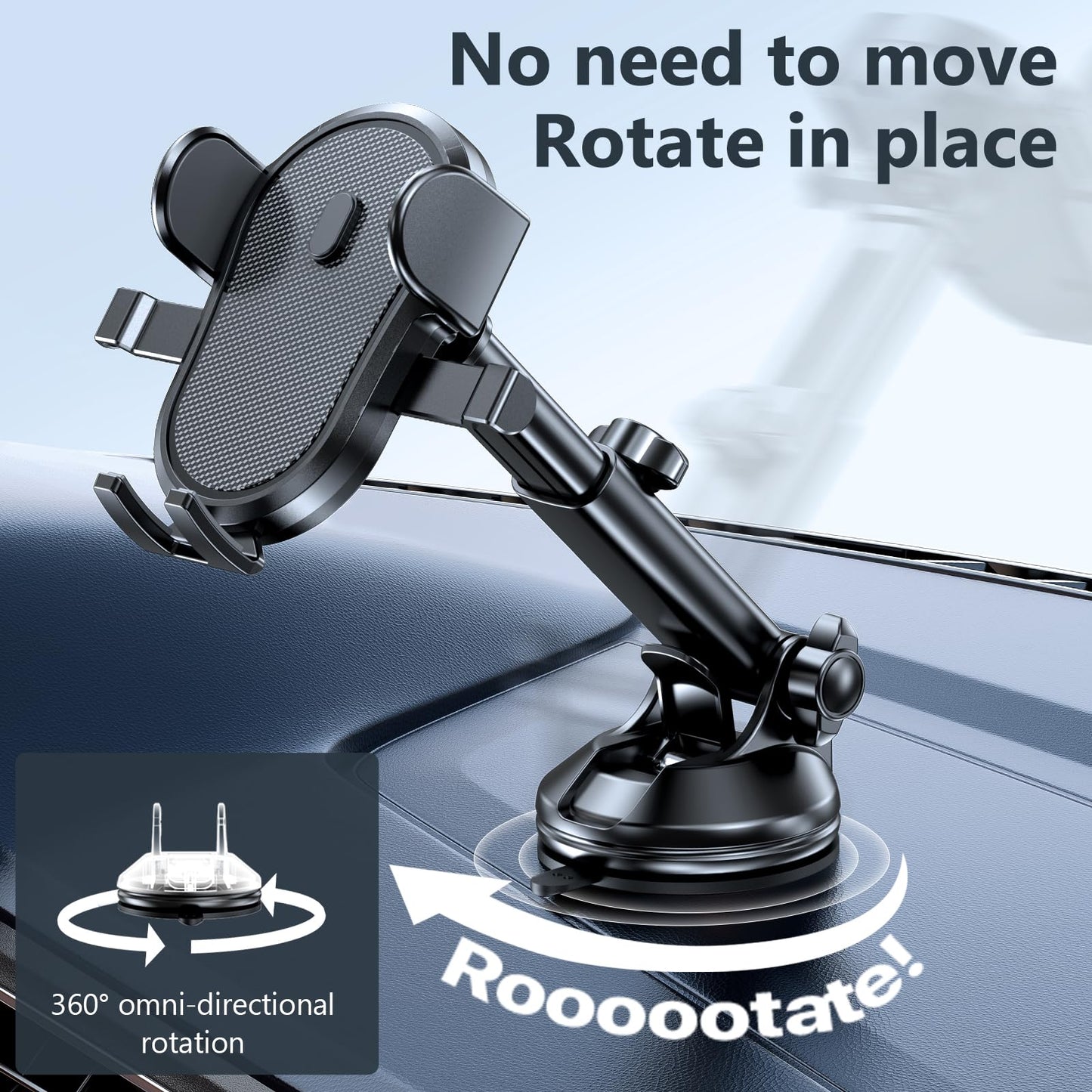 Miracase Car Phone Holder, Phone Holders for Your Car with Suction Cup Base, Universal Powerful Suction Cell Phone Car Mount for Dashboard, Automobile Phone Mount Car for iPhone Samsung Smartphones