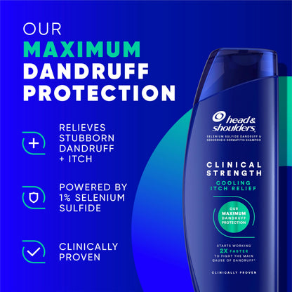 Head & Shoulders Anti-Dandruff Shampoo with 1% Selenium Sulfide, Clinical Strength Intensive Itch Relief Twin Pack, Seborrheic Dermatitis Relief, Itch Relief, 13.5 fl oz Each