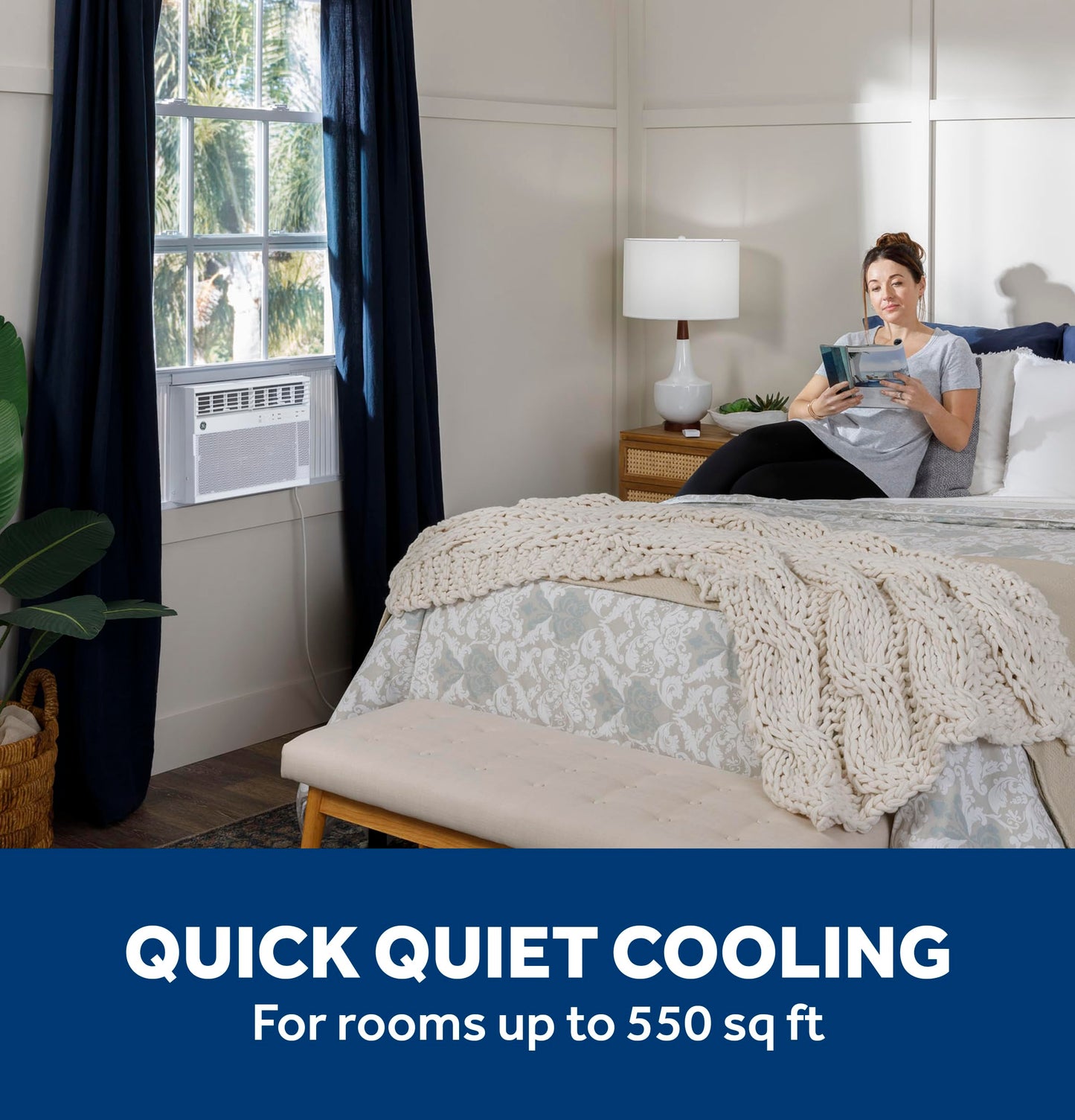 GE AWCS12WWA Window Air Conditioner, Wi-Fi Enabled, Energy-Efficient Cooling for Large Rooms up to 550 sq ft, Easy Install Kit, Control Using Remote or Smartphone App, New 12,000 BTU, White