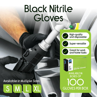 Inspire Black Nitrile Disposable Gloves | 4.5 Nitrile Disposable Safety Medical Cooking Cleaning Gloves (Black - Box Of 100, Medium)