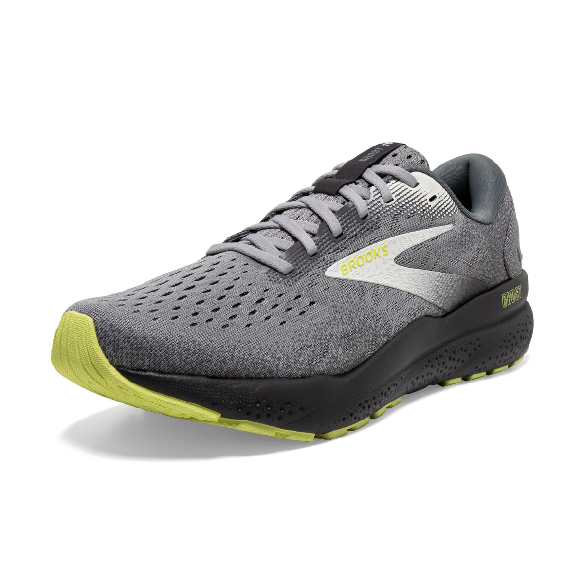 Brooks Men’s Ghost 16 Neutral Running Shoe - Primer/Grey/Lime - 9 Medium