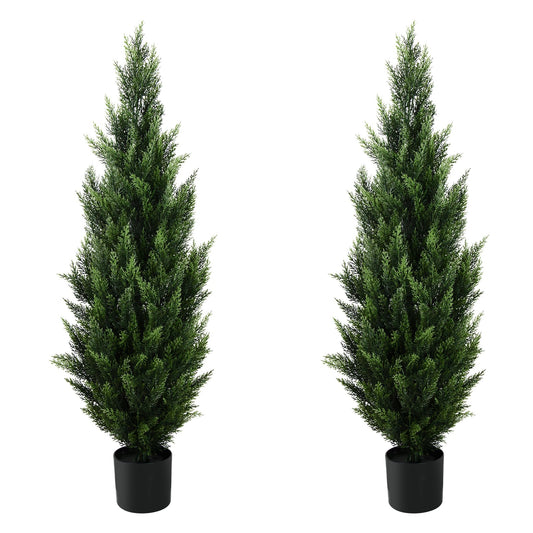 Melli Welli 4FT Artificial Topiary Tree Beautiful Realistic Faux Cedar Pines Christmas Trees UV Rated Fake Shrubs for Front Porch Faux Plants Indoor and Outdoor Decor (2 Pack)