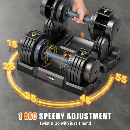XDDIAS Adjustable Dumbbells set, 15LB to 55LB Dumbbell Sets of 2 for Home Gym equipment, 5 in 1 Free Weights with dumbbell set, Anti-Slip Handle for Full Body Workout Suitable Men/Women