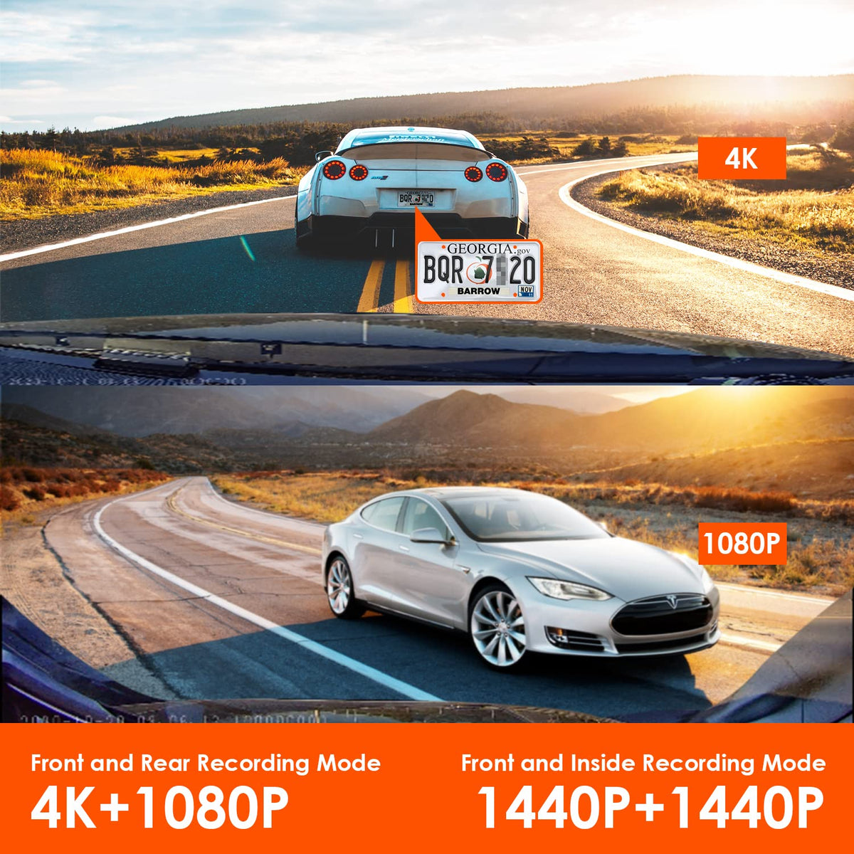 VANTRUE N4 3 Channel Dash Cam, 4K+1080P Dual Channel, 1440P+1440P+1080P Front Inside Rear Three Way Triple Car Dash Camera, IR Night Vision, Capacitor, 24 Hours Parking Mode, Support 256GB Max