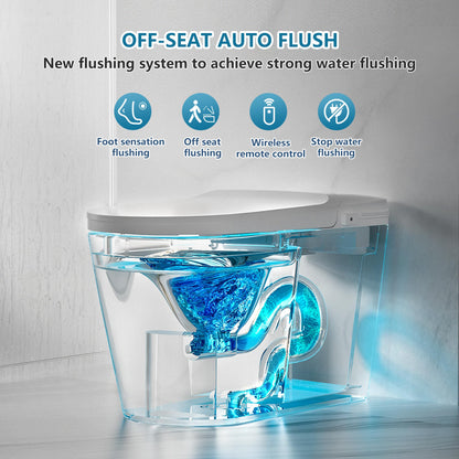 LOUPUSUO Luxury Smart Toilet with Bidet Built In, Bidet with Heated Seat,Warm Water Sprayer & Dryer, Japanese Toilet with Foot Sensor Operation,LED Display