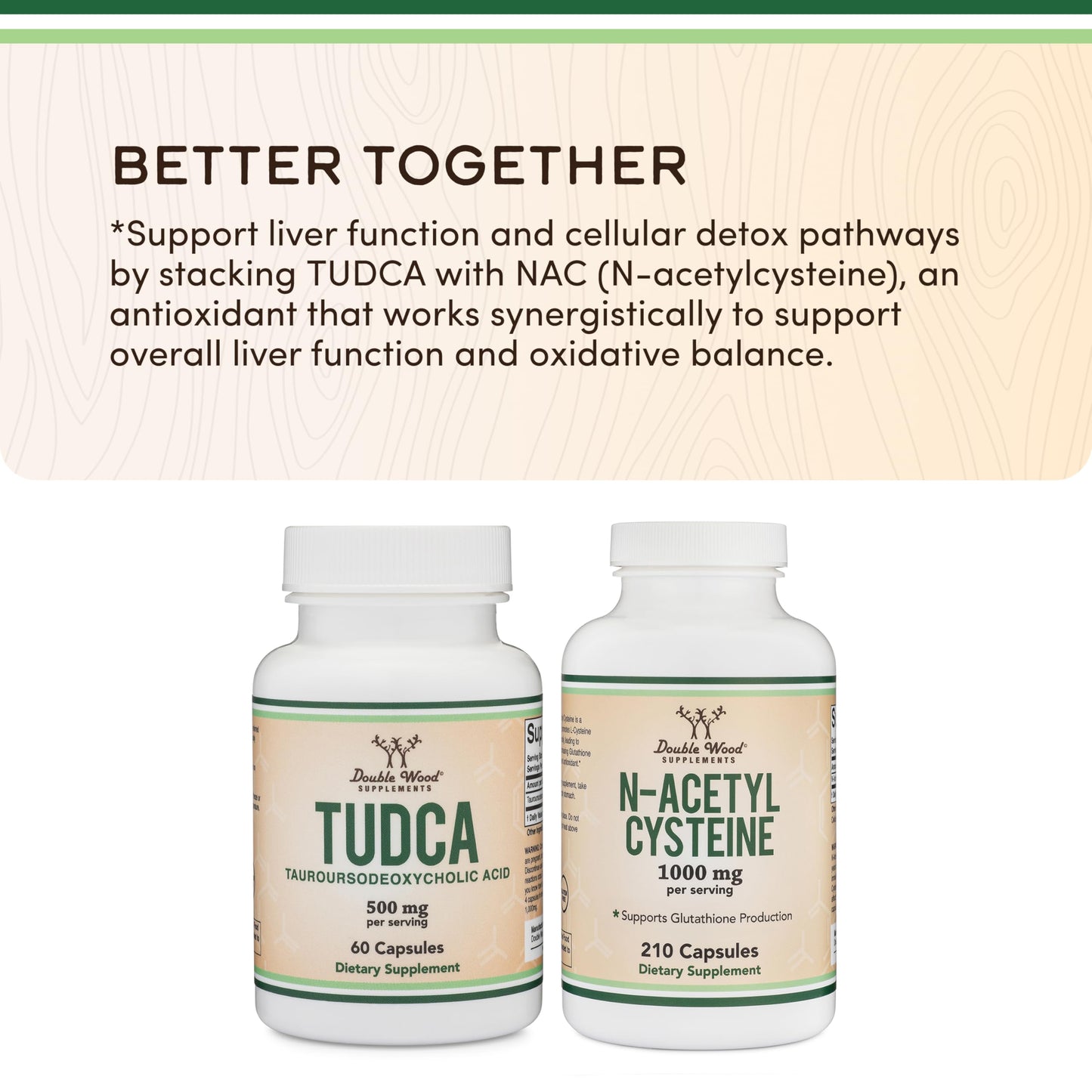 TUDCA Bile Salts Liver Support Supplement, 500mg Servings, Liver and Gallbladder Cleanse Supplement (60 Capsules, 250mg) Genuine Bile Acid TUDCA with Strong Bitter Taste by Double Wood
