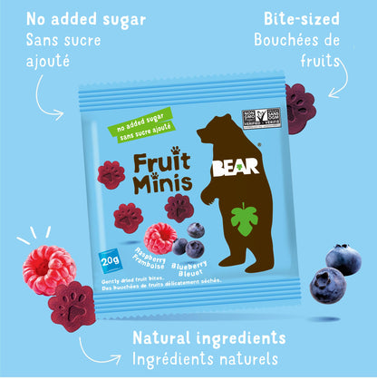 Bear Real Fruit Snack Minis, Raspberry/Blueberry