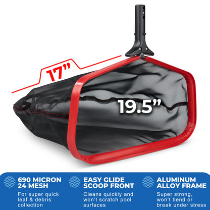 ProTuff 19.5" Fine Pool Net – 2 Year Unconditional Free Replacement – Cleans 3X Faster Than Vacuums – Wide Pool Skimmer with Deep Bag for Easy Maintenance – Skimmer Net for Leaves, Bugs & Other Debris
