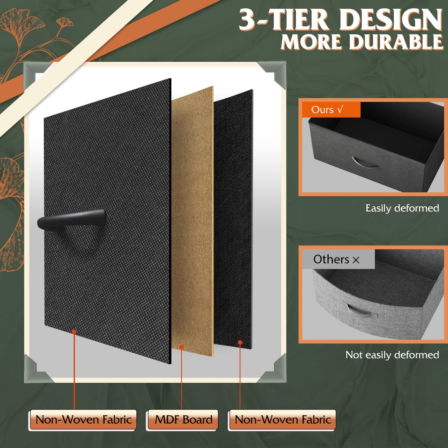 WLIVE Storage Organizer Unit with 12 Fabric Bins, Storage Drawers Organizer with Steel Frame, Tall Storage Tower Organizaton for Living Room, Hallway, Office, Charcoal Black