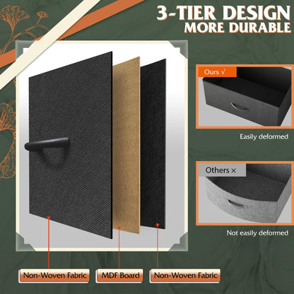 WLIVE Storage Organizer Unit with 12 Fabric Bins, Storage Drawers Organizer with Steel Frame, Tall Storage Tower Organizaton for Living Room, Hallway, Office, Charcoal Black