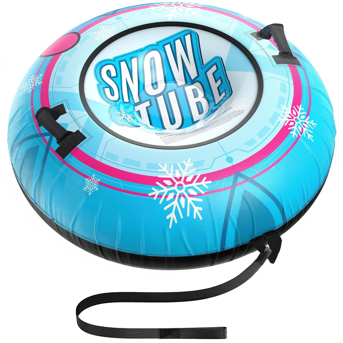 Snow Tube with Premium Canvas Cover for Kids and Adults, 48'' Inflatable Heavy Duty Snow Tube Made by Thickened Bottom, Sled Winter Outdoor Fun Toys for Children Boys Girls