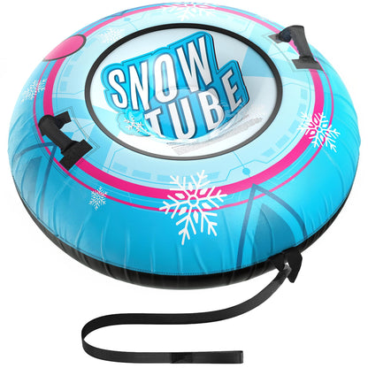 Snow Tube with Premium Canvas Cover for Kids and Adults, 48'' Inflatable Heavy Duty Snow Tube Made by Thickened Bottom, Sled Winter Outdoor Fun Toys for Children Boys Girls