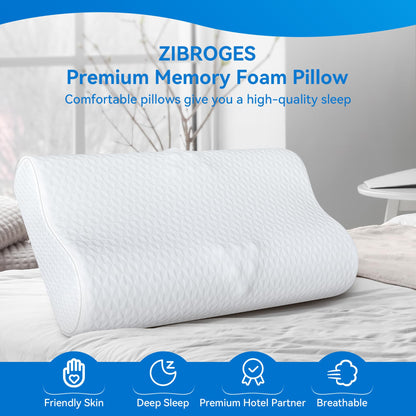 zibroges Sandwich Cervical Neck Pillow Queen Size - Dynamic Memory Foam Pillow for Neck Shoulder Pain Relief, Ergonomic Adjustable Contour Bed Pillow for Side, Back & Stomach Sleepers CertiPUR-US