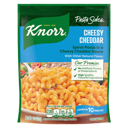 Knorr Pasta Sides Cheesy Cheddar Rotini For Delicious Quick Pasta Side Dishes No Artificial Flavors, No Preservatives, No Added MSG 4.3 oz