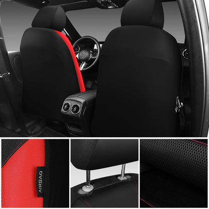 CAR PASS Universal Leather car seat Covers Sport fits Most Cars, SUVs, Trucks, and Vans (Full Set, Black Red)