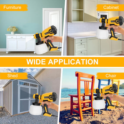 Paint Sprayer, 700W HVLP High Power Electric Spray Paint Gun with 40 Fl Oz Container, Adjustable Spray Width, 4 Nozzles & 3 Patterns, Easy to Clean, for Furniture, House, Fence, Walls, Etc.