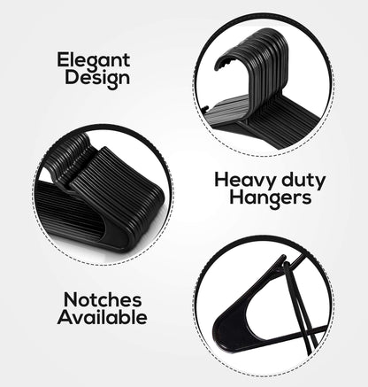 Utopia Home Clothes Hangers 50 Pack - Plastic Hangers Space Saving - Durable Coat Hanger with Shoulder Grooves (Black)
