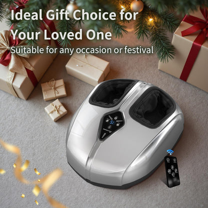 ALLYOUGER Shiatsu Foot Massager with Heat,Vibration,Air Compression and Deep Kneading for Plantar Fasciitis, Neuropathy,Improve Foot Wellness,Gifts for Women & Men（Silver）