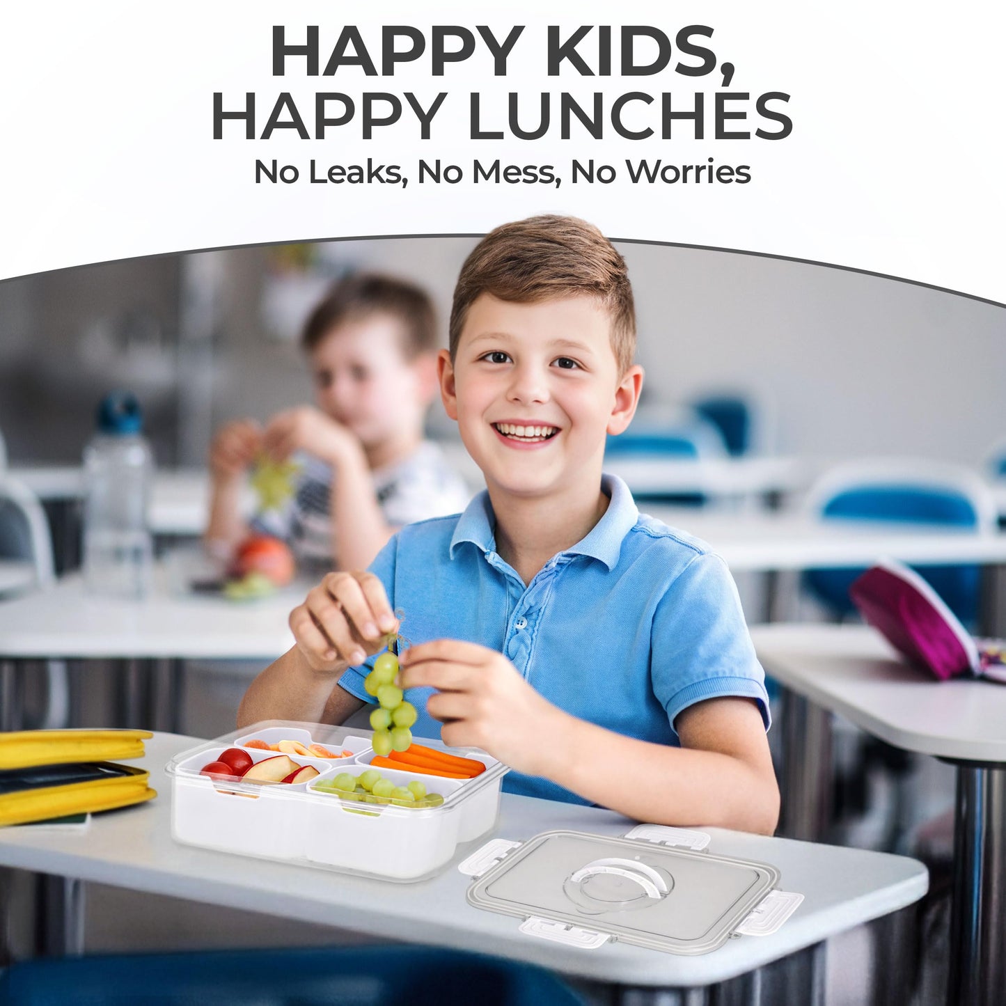 KEYVOZ Snackle Box Container with Lid- Travel Charcuterie Box with Handle - Organizer for Candy, Fruit, Nuts, Veggies, Snacks, Beach Essentials, Portable Lunch Box (Bright White, Small)