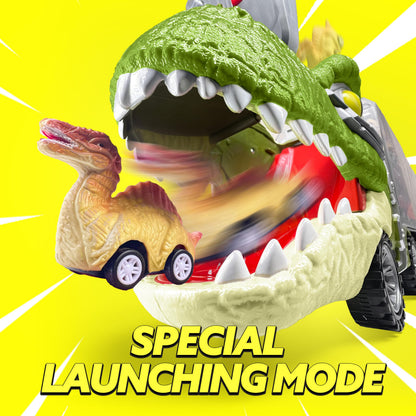 JOYIN 13 in 1 Dinosaur Toys for Kids 3-5, Dinosaur Truck with 12 Pull Back Cars, Birthday Gifts Toys for 3 4 5+ Year Old Boy, Transport Carrier Truck for Toddlers, Christmas Great Gifts for Grandkids
