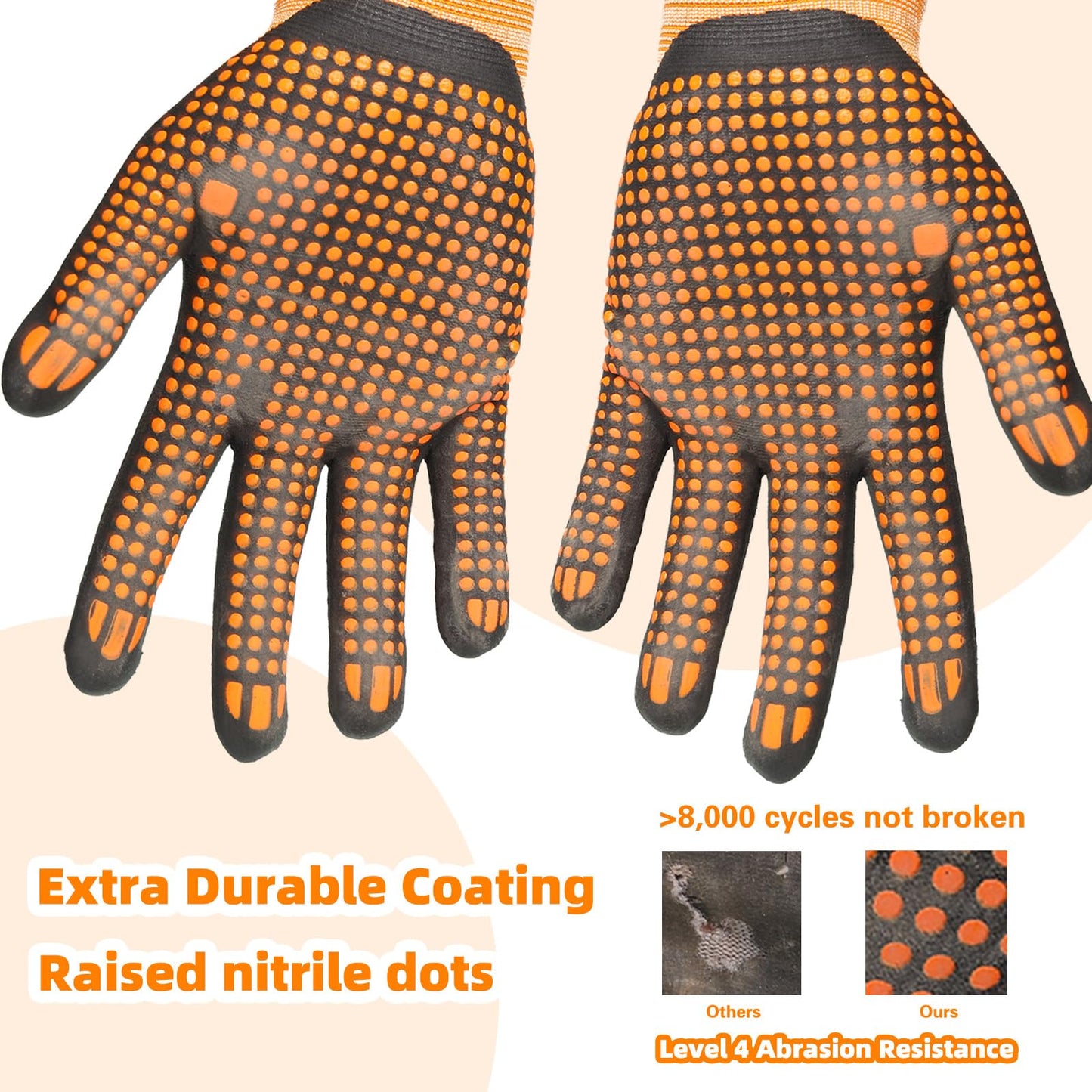 Schwer 3/6/12 Pairs Safety Work Gloves MicroFoam Nitrile Coated, Level 4 Abrasion Resistant Gardening Gloves with MicroDot Grip, Touchscreen, General Purpose A1 Cut Resistant Working Glove, LT5619, L