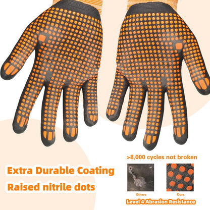 Schwer 3/6/12 Pairs Safety Work Gloves MicroFoam Nitrile Coated, Level 4 Abrasion Resistant Gardening Gloves with MicroDot Grip, Touchscreen, General Purpose A1 Cut Resistant Working Glove, LT5619, L