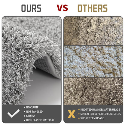 Yimobra Bathroom Rugs Non Slip Washable 32x20, Ultra Soft and Water Absorbent Bath Mats, Plush Fluffy Shower Mat Outside, Microfiber Thick Matts for Bathroom Floor/Tub, Light Gray and White