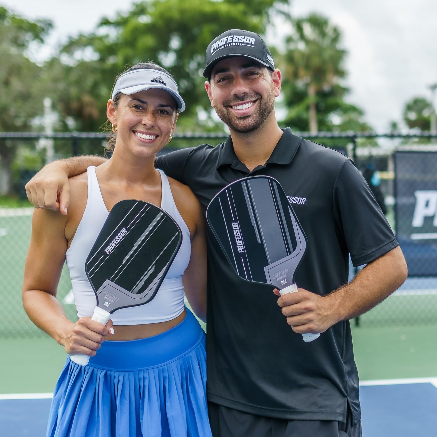 Professor Premier Pickleball Paddle Set of 2 Fiberglass Surface Paddles, 4 Balls, Carrying Bag & Grips - 2024 USAPA Approved!…